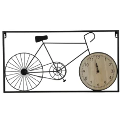 Ozdoba ścienna metalowa rower retro i zegar, 60 x 32 x 5 cm