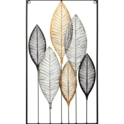 Ozdoba na ścianę, dekoracja ścienna DECO z motywem liści, 37 x 65 cm