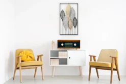 Ozdoba na ścianę, dekoracja ścienna DECO z motywem liści, 37 x 65 cm