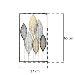 Ozdoba na ścianę, dekoracja ścienna DECO z motywem liści, 37 x 65 cm