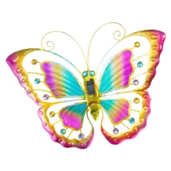 Ozdoba ogrodowa na ścianę, motyl solarny LED, 54 x 40 cm