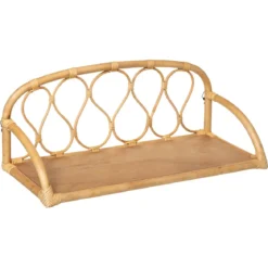 Ozdobna półka do pokoju dziecięcego, wisząca, 57 cm, rattanowa