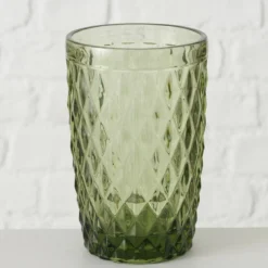 Ozdobna szklanka z zielonego szkła, AURORA, 300 ml