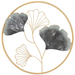 Panel ścienny metalowy FLOWER, złoty, Ø 45,5 cm