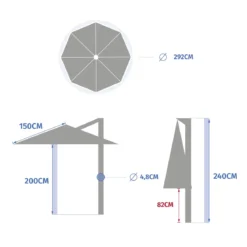 Parasol ogrodowy ze stelażem, MANOA, 300 cm