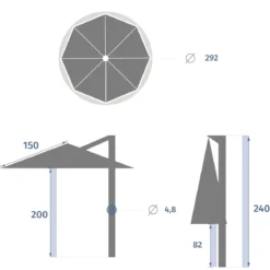 Parasol ogrodowy ze stelażem, MANOA, 300 cm