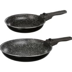 Patelnie z kamienną powłoką i zdejmowaną rączką, Ø 20 i 26 cm, 2 sztuki