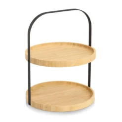 Patera bambusowa z uchwytem MAVARO, 2-poziomowa