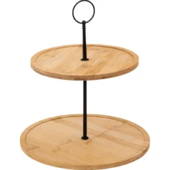 Patera na ciasto, bambusowa, dwa poziomy, wys. 30 cm