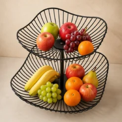 Patera na owoce dwupoziomowa metalowa, 29 x 29 x 24 cm