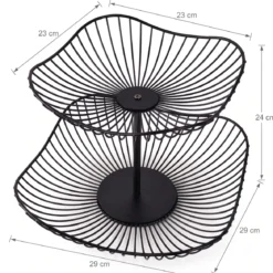 Patera na owoce dwupoziomowa metalowa, 29 x 29 x 24 cm