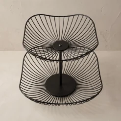 Patera na owoce dwupoziomowa metalowa, 29 x 29 x 24 cm