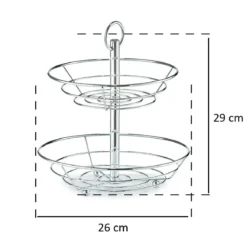 Patera na owoce, 2 poziomy - stal chromowana, ZELLER, Ø 26 cm