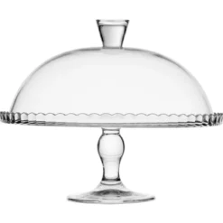 Patera szklana na ciasto z kloszem, 32 cm
