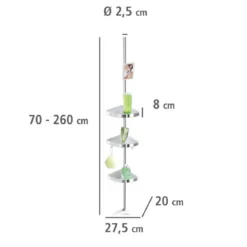 Półka łazienkowa narożna Premium Edge, 3 poziomy, lusterko, teleskopowa, WENKO