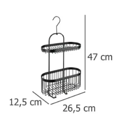 Półka łazienkowa zawieszana Classic-Plus, 2 poziomy + 2 haczyki, WENKO