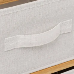 Półka bambusowa TIDY z 6 materiałowymi koszami, wys. 78,5 cm