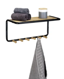 Półka ścienna z bambusowymi haczykami, 58 x 26 x 26 cm, Loft, WENKO