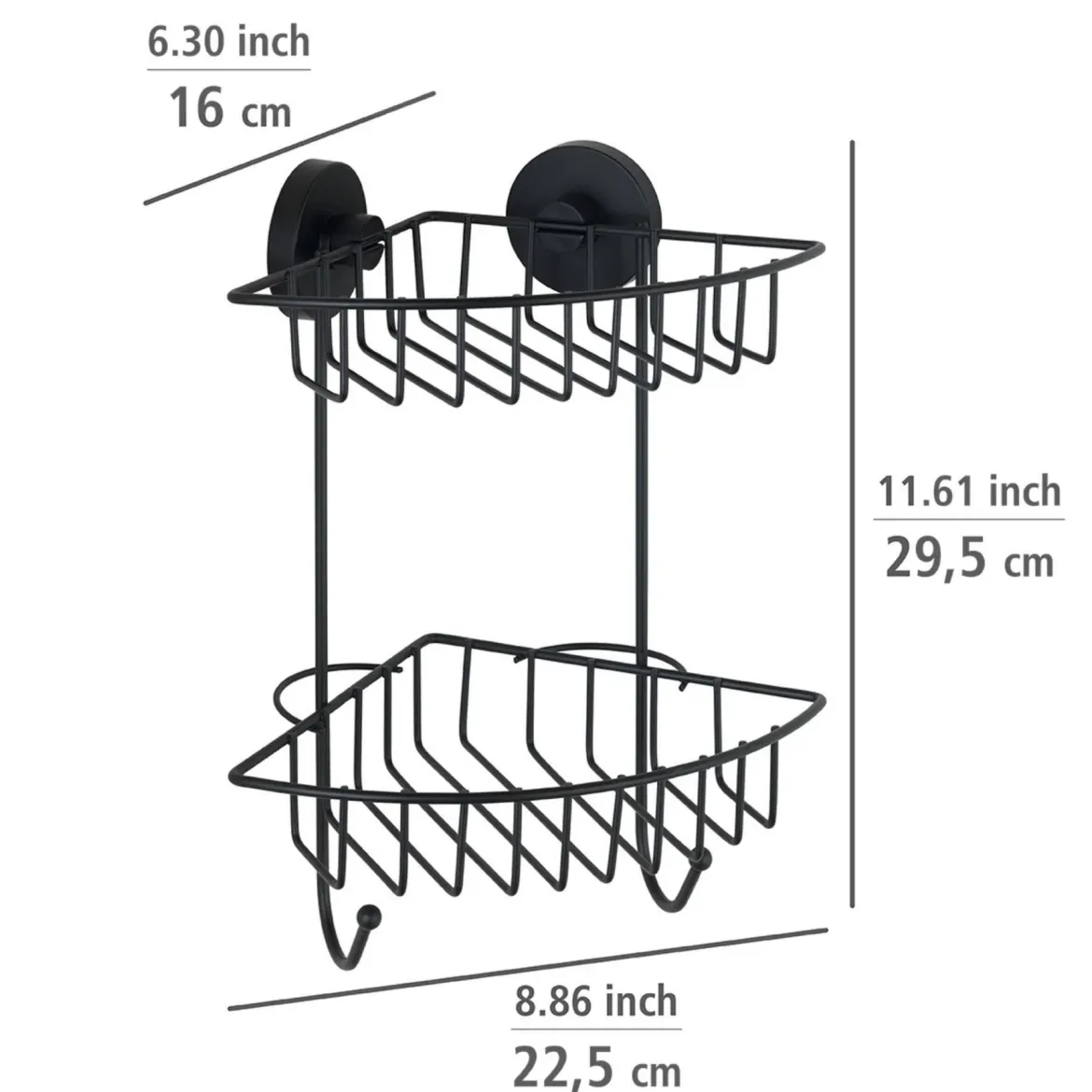 Półka pod prysznic BARI Vacuum-Loc, dwupoziomowa, metalowa, WENKO
