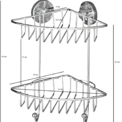 Półka pod prysznic BARI Vacuum-Loc, dwupoziomowa, metalowa, WENKO