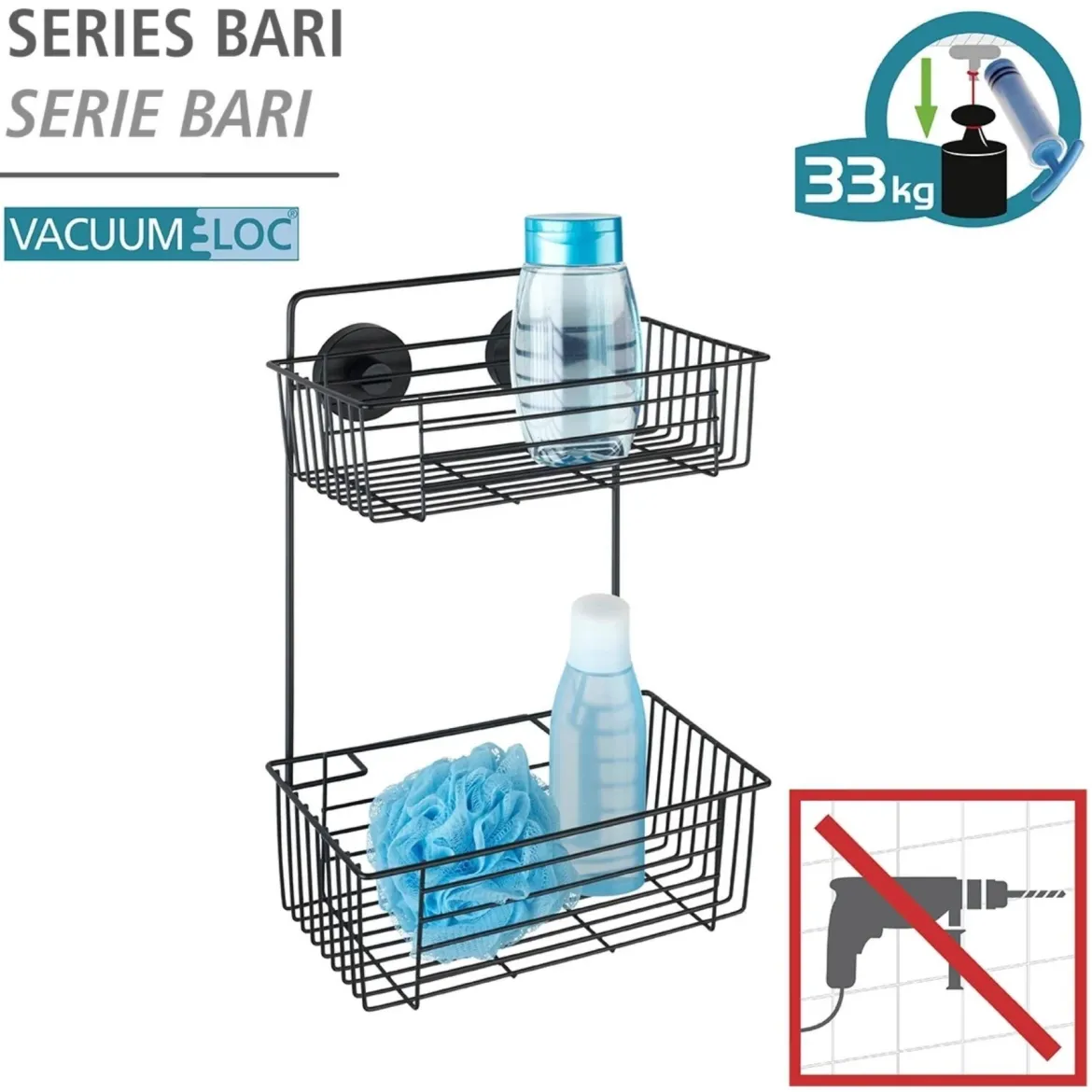 Półka pod prysznic BARI Vacuum-Loc, dwupoziomowa, WENKO