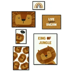 Plakaty do pokoju dziecka THE KING OF THE JUNGLE FUN, 6 ramek