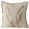 Poduszka dekoracyjna z frędzlami RABBIT, lniana, 45 x 45 cm