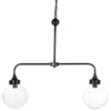 Podwójna lampa sufitowa - metal, szkło 103 x 25 x 193 cm