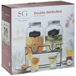 Podwójny dystrybutor do napojów na stojaku, 4L x 2 sztuki w komplecie