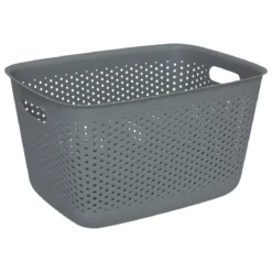 Pojemnik ażurowy SIENNE, plastik, z uchwytami, 17 l