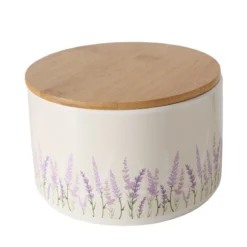Pojemnik ceramiczny LAVANDER z bambusową pokrywą, Ø 16 cm