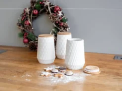 Pojemniki kuchenne ceramiczne DIAMOND, bambusowa pokrywa, 3 x 0,6 l, WENKO