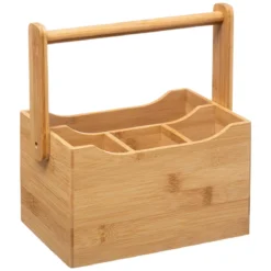 Pojemnik na przybory kuchenne z uchwytem, bambus