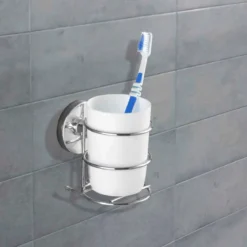 Pojemnik na szczoteczki do zębów MILAZZO, Vacuum-Loc - stal chromowana, WENKO