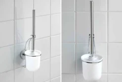 Pojemnik na szczotkę MILAZZO + szczotka WC,Vacuum-Loc - stal chromowana, WENKO