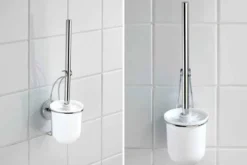 Pojemnik na szczotkę MILAZZO + szczotka WC,Vacuum-Loc - stal chromowana, WENKO