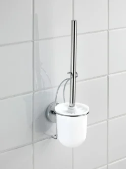 Pojemnik na szczotkę MILAZZO + szczotka WC,Vacuum-Loc - stal chromowana, WENKO