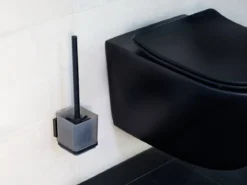 Pojemnik na szczotkę QUADRO + szczotka WC, Vacuum-Loc, stal nierdzewna, WENKO
