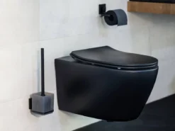 Pojemnik na szczotkę QUADRO + szczotka WC, Vacuum-Loc, stal nierdzewna, WENKO