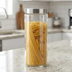 Pojemnik na żywność szklany z pokrywą ze stali nierdzewnej, 2000 ml