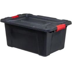 Pojemnik plastikowy z pokrywką, z zawiasami