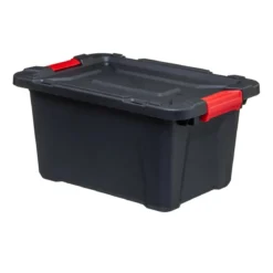 Pojemnik plastikowy z pokrywką, z zawiasami