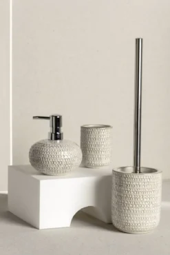 Pojemnik ze szczotką do WC, Pergole Cream, WENKO