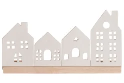 Porcelanowa podstawka pod świeczki miasteczko, 30 x 8 x 16 cm