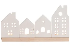 Porcelanowa podstawka pod świeczki miasteczko, 30 x 8 x 16 cm