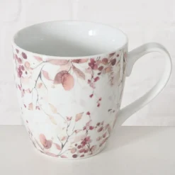 Porcelanowy kubek ze wzorem kwiatów, BERNADA, 480 ml