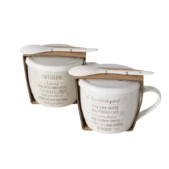 Porcelanowy kubek z pokrywką i łyżeczką, BAKERY, 600 ml
