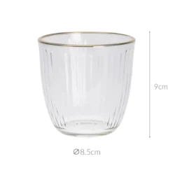 Prążkowana szklanka ze złotym brzegiem, 295 ml