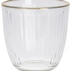 Prążkowana szklanka ze złotym brzegiem, 295 ml