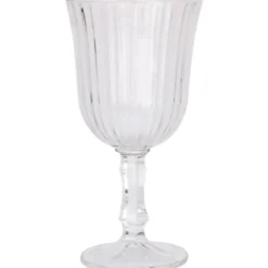 Prążkowany kieliszek na wino ze złotym brzegiem, 240 ml
